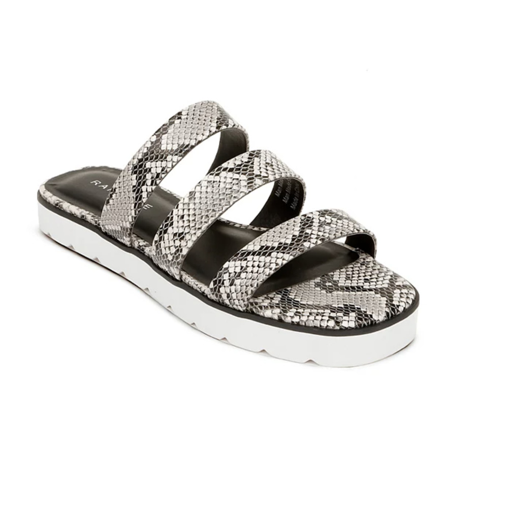 Rampage Ally Snake Print Strappy Slide Sandal Gray Black Size 6